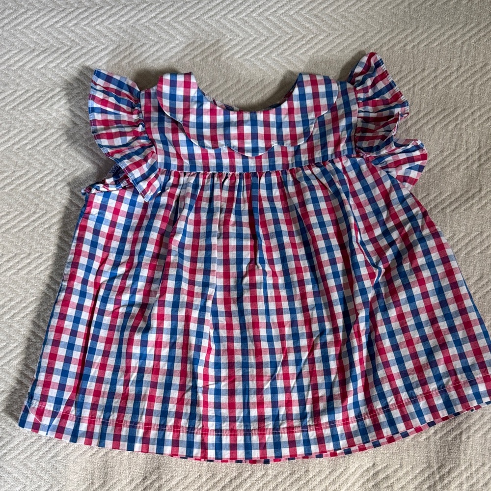 Bella Bliss Gingham Blouse with Ruffle Sleeves